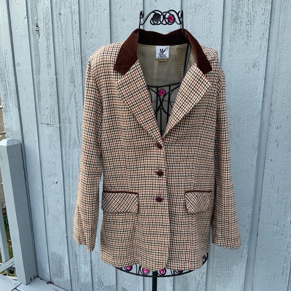 Maggie Lawrence Multi Color Houndstooth Blazer (Size M)
